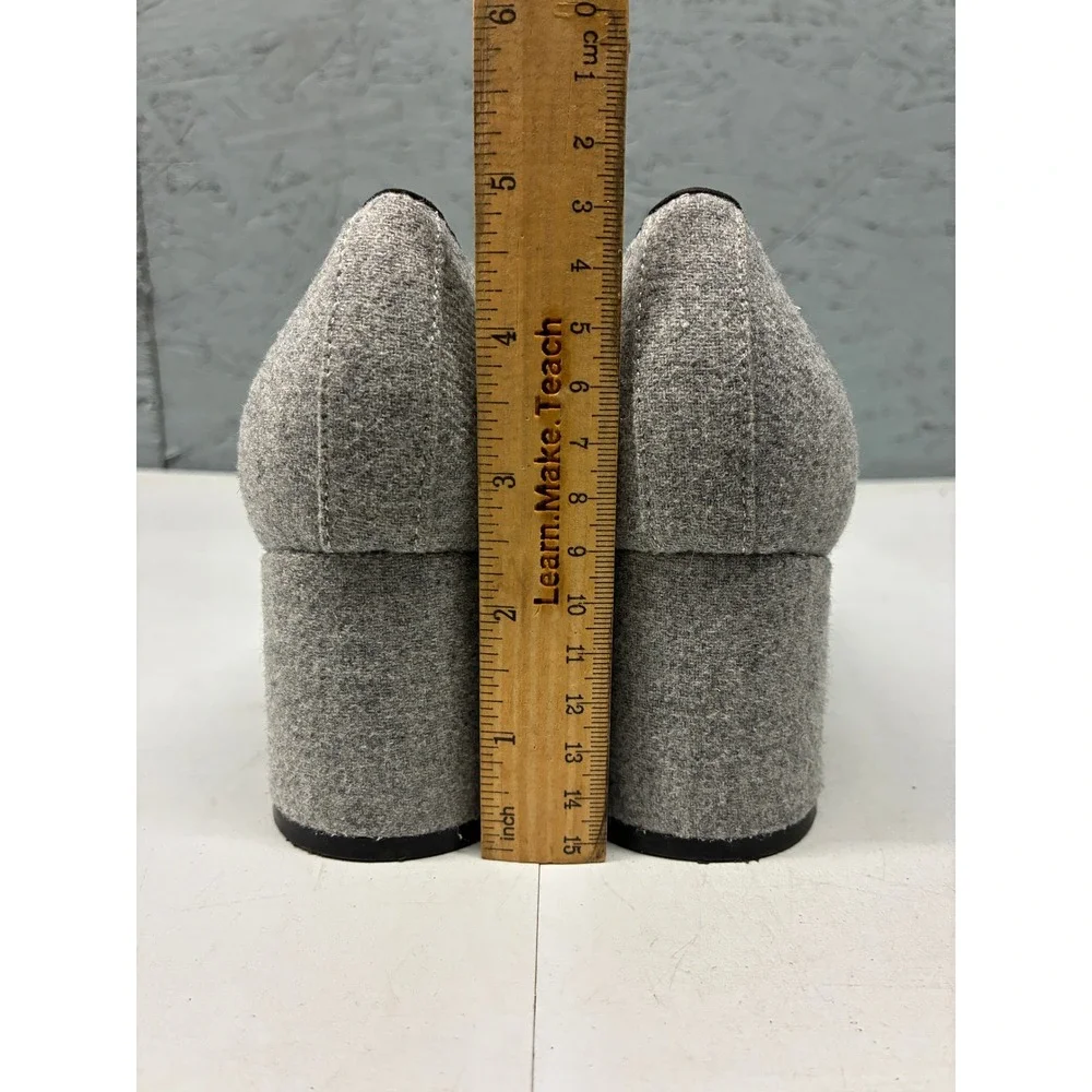 Bandolino Larkin Block Heel Loafer Pumps Womens 7.5W Gray Tweed Preppy Office
